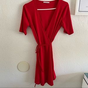 Red Zara Wrap Dress